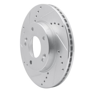 Kia Soul Brake Rotor (1) - Front Left - R1 Concepts - Drilled & Slotted - Silver - `10-`11